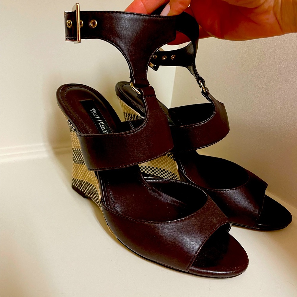 White House Black Market Wedge Sandals Size 8 worn 1 time
